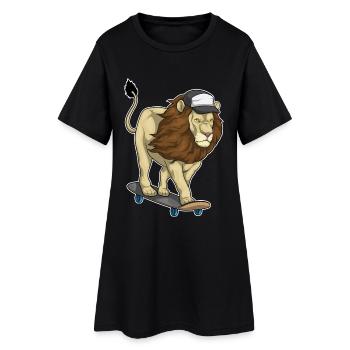 Lion Skater Skateboard - Robe T-shirt Femme - noir - Devant