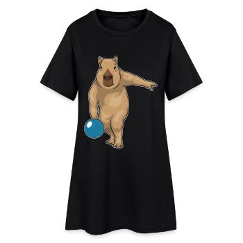 Wasserschwein Bowling Bowlingkugel - Frauen T-Shirt-Kleid - Schwarz - Vorne