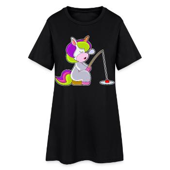 Canne à pêche licorne pêcheur Canne à pêche - Robe T-shirt Femme - noir - Devant