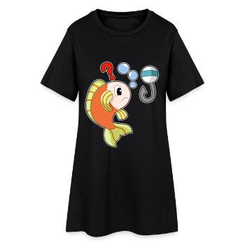 Pêcheur à la ligne Hameçon Pêche - Robe T-shirt Femme - noir - Devant