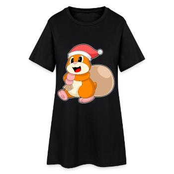 Hamster Christmas Christmas sack - Women’s T-Shirt Dress - black - Front