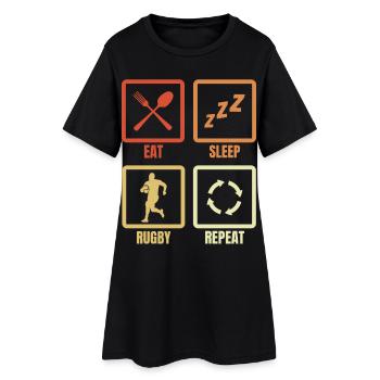 Eat Sleep Rugby Répéter - Robe T-shirt Femme - noir - Devant