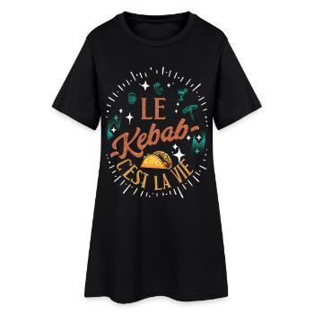 LE Kebab C'EST LA VIE Viande Griller Fast food - Robe T-shirt Femme - noir - Devant
