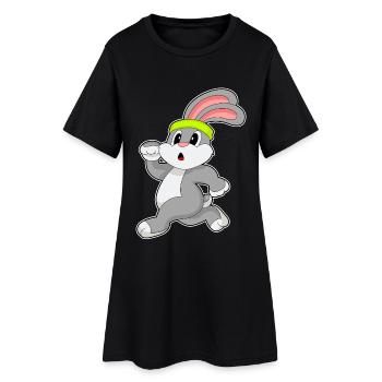 Lapin, Joggeur, Jogging, Sport - Robe T-shirt Femme - noir - Devant