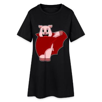 Cochon Halloween Bat - Robe T-shirt Femme - noir - Devant
