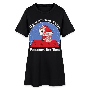 Père Noël drôle - Robe T-shirt Femme - noir - Devant