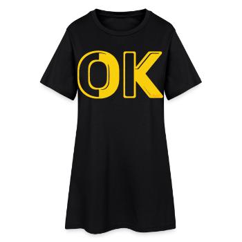 OK OK lettres de grille rétro O.K. 70s vintage - Robe T-shirt Femme - noir - Devant