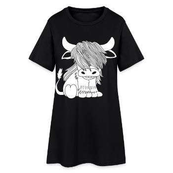 Vache blanche à poil long - Robe T-shirt Femme - noir - Devant