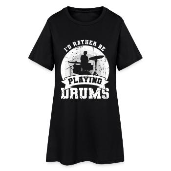 Je préfère jouer de la batterie - Robe T-shirt Femme - noir - Devant