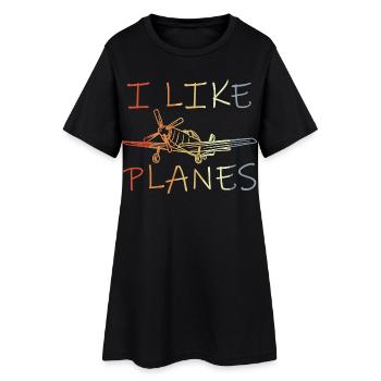 Plane Spotter - Frauen T-Shirt-Kleid - Schwarz - Vorne