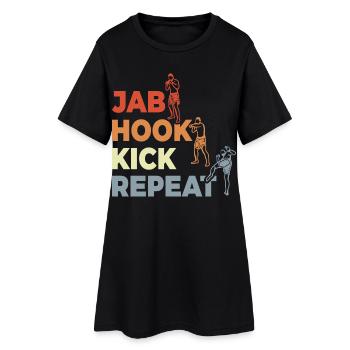 Jab Hook Kick Repeat - Frauen T-Shirt-Kleid - Schwarz - Vorne