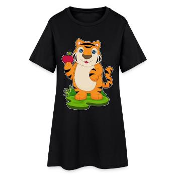 Tiger Apfel  - Frauen T-Shirt-Kleid - Schwarz - Vorne