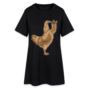 Poulet Musicien Trompette Musique - Robe T-shirt Femme - noir - Devant