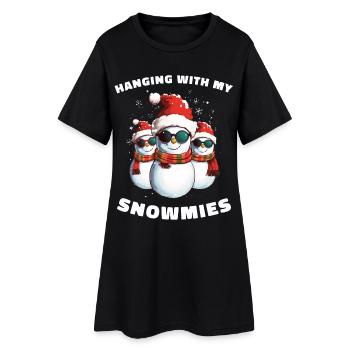 Accrocher avec mes snowmies bonhomme de neige Noël - Robe T-shirt Femme - noir - Devant