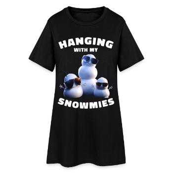 Accrocher avec mes snowmies drôle bonhommes de neige - Robe T-shirt Femme - noir - Devant