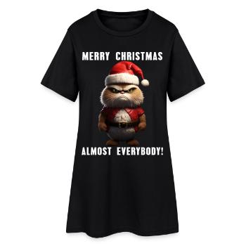 Joyeux Noël Grim Cat Noël tenue - Robe T-shirt Femme - noir - Devant
