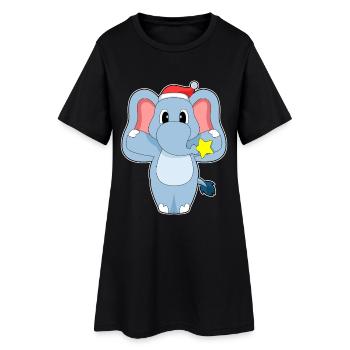 Chapeau de père Noël éléphant - Robe T-shirt Femme - noir - Devant