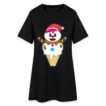 Glace gaufre de Noël Snowman - Robe T-shirt Femme - noir - Devant