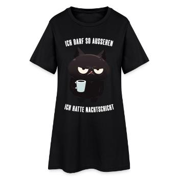Ich Darf So Aussehen Grimmige Katze Nachtschicht - Frauen T-Shirt-Kleid - Schwarz - Vorne