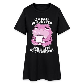 Ich Darf So Aussehen Kawaii Frosch Nachtschicht - Frauen T-Shirt-Kleid - Schwarz - Vorne