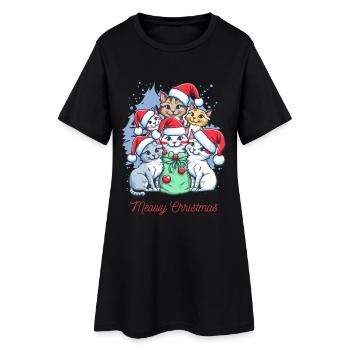 Conception de l’équipage de Noël de chat festif - Robe T-shirt Femme - noir - Devant