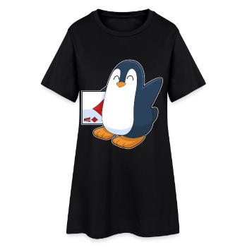 Pinguin Poker Pokerkarten Kartenspiel - Frauen T-Shirt-Kleid - Schwarz - Vorne