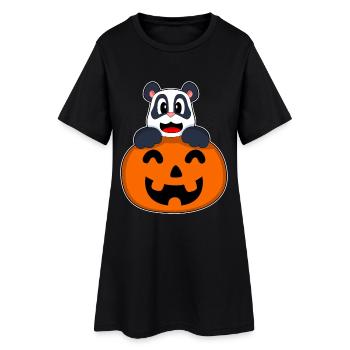 Panda Halloween Citrouille - Robe T-shirt Femme - noir - Devant