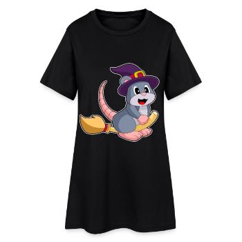 Balai Sorcière Souris - Robe T-shirt Femme - noir - Devant