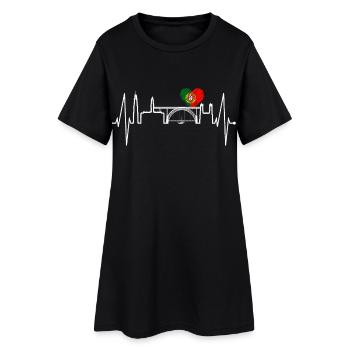 Porto Skyline Herzschlag Portugal Herz Love Porto - Frauen T-Shirt-Kleid - Schwarz - Vorne
