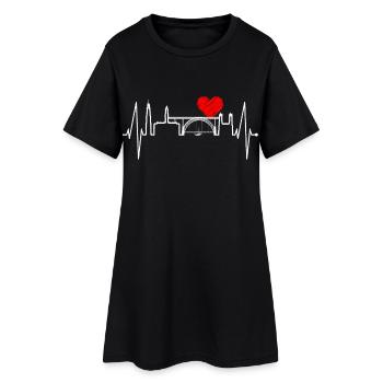 Porto Skyline Herzschlag Portugal Herz Love Porto - Frauen T-Shirt-Kleid - Schwarz - Vorne