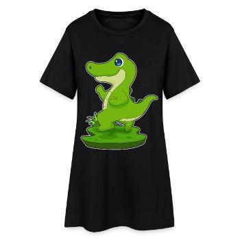 Krokodil Jogger Joggen Sport - Frauen T-Shirt-Kleid - Schwarz - Vorne