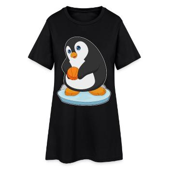 Pinguin Basketballspieler Basketball - Frauen T-Shirt-Kleid - Schwarz - Vorne