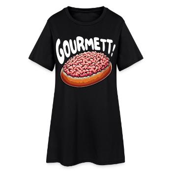 Gourmett - Lustiges Design mit Mett-Brötchen - Frauen T-Shirt-Kleid - Schwarz - Vorne