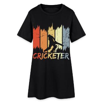 Joueur de cricket rétro - Robe T-shirt Femme - noir - Devant