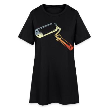 Retro Painter's Scroll Sketch - Women’s T-Shirt Dress - black - Front
