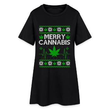 Joyeux Noël, Joyeux Cannabis - Robe T-shirt Femme - noir - Devant