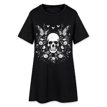 Fairycore Gothik Aestethic Fairy Grunge Totenkopf - Frauen T-Shirt-Kleid - Schwarz - Vorne