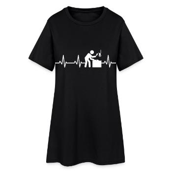 Metzger Herzschlag - Frauen T-Shirt-Kleid - Schwarz - Vorne