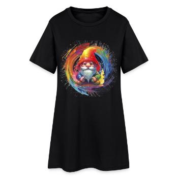 Magicien Nain de Noël Coloré - Robe T-shirt Femme - noir - Devant