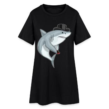Shark Groom Wedding Ring Wedding - Women’s T-Shirt Dress - black - Front