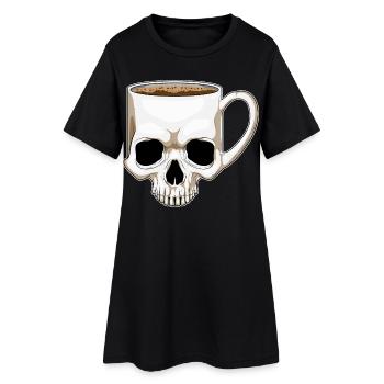 Tasse à café Skull - Robe T-shirt Femme - noir - Devant