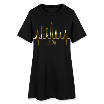 Shanghai Skyline Heartbeat Chine J’aime Shanghai - Robe T-shirt Femme - noir - Devant