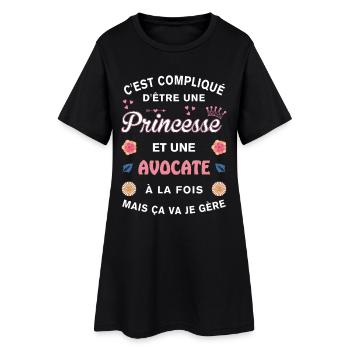 Cadeau Humoristique Avocate Princesse - Robe T-shirt Femme - noir - Devant
