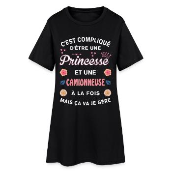 Cadeau Humoristique Camionneuse Princesse - Robe T-shirt Femme - noir - Devant