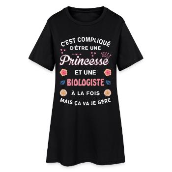 Cadeau Humoristique Biologiste Princesse - Robe T-shirt Femme - noir - Devant