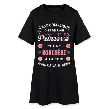 Cadeau Humoristique Bouchère Princesse - Robe T-shirt Femme - noir - Devant