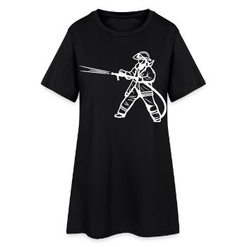 Dessin de pompier - Robe T-shirt Femme - noir - Devant