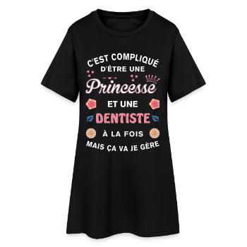 Cadeau Humoristique Dentiste Princesse - Robe T-shirt Femme - noir - Devant