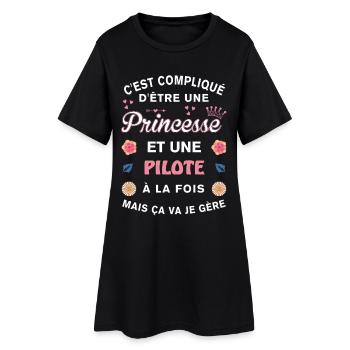 Cadeau Humoristique pilote Princesse - Robe T-shirt Femme - noir - Devant