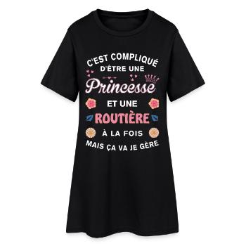 Cadeau Humoristique Routière Princesse - Robe T-shirt Femme - noir - Devant